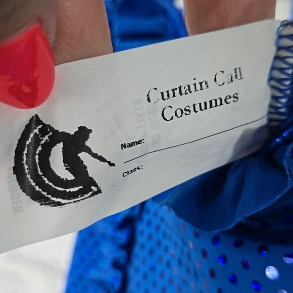 Girls Blue Sequin Ruffle Biketard Sleeveless Leotard Dance Costume Small Feather - Picture 10 of 11